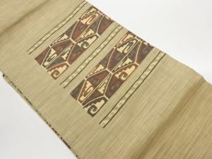 横段に幾何学模様織出し名古屋帯